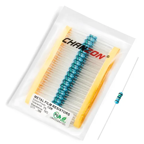 Miniatura 78 de Chanzon - 100 resistencias de película metálica 1/2 W (0.5 W) 10 Ω ohmios ±1% de tolerancia 10R MF, resistencias de agujero pasante con limitación