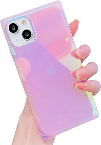 Miniatura 25 de Funda compatible con iPhone 13, borde rectangular, bonita funda protectora de lujo con diseño de flores al óleo para mujeres y niñas, funda