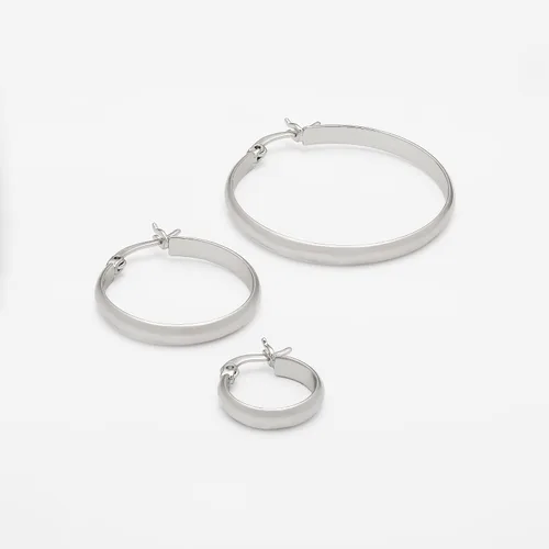 Miniatura 4 de Tienda Essentials 14K Gold or Sterling Silver Plated Polished Dome Hoop