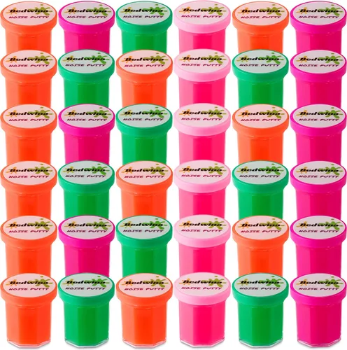 Mini masilla de ruido – (paquete de 48) slime para fiestas de lodos para niños de todas las edades, niños y niñas, masilla de ruido tonto de neón a