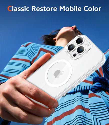 Miniatura 391 de FNTCASE Funda para iPhone 13 Pro-Max: Fundas magnéticas transparentes compatibles con Magsafe Slim anti amarillamiento protección contra caídas