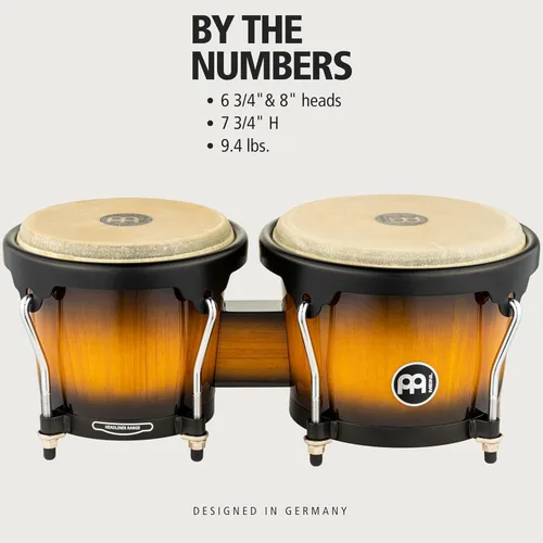 Miniatura 6 de Meinl Percussion HB100SNT-M bongós de madera natural de 6 3/4 y 8 pulgadas, Vintage Sunburst