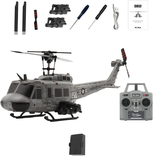 Miniatura 7 de RC ERA C032 UH-1 Huey Helicóptero RC, escala 1:48, giroscopio de 6 ejes, 6 canales, sin escobillas, aviones estabilizados sin varilla sin
