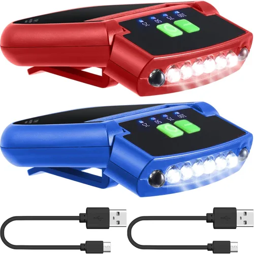 Miniatura 22 de Mudder Linterna LED con clip para gorra USB recargable, linterna impermeable ultra brillante para sombrero, linterna de cabeza para pesca