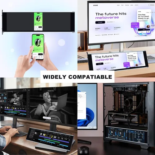 Miniatura 6 de GeeekPi monitor LCD táctil IPS de 12.6 pulgadas FHD 1920x515, pantalla de visualización, compatible con la carcasa de PC Hyte Y60, CPU, GPU, panel