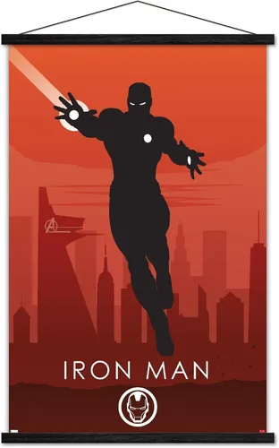 Miniatura 8 de Trends International Marvel Heroic Silhouette - Póster de pared de Iron Man, 14.725 x 22.375 pulgadas, versión enmarcada de madera de granero