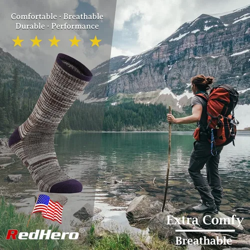 Miniatura 3 de Calcetines acolchados de lana merino para mujer con ligeros y suaves térmicos, para senderismo, senderismo, golf, senderismo, casual, para mujer