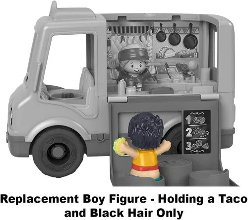 Miniatura 4 de Pieza de repuesto para Fisher-Price Little People Serve It Up Food Truck Playset - GTT73 ~ Figura de niño de repuesto que sostiene un taco ~ Pelo