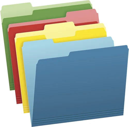 Pendaflex Carpetas de archivos de colores, paquete de 36, tamaño carta (8.5 x 11 pulgadas), 3 pestañas, papel duradero, colores surtidos: verde,