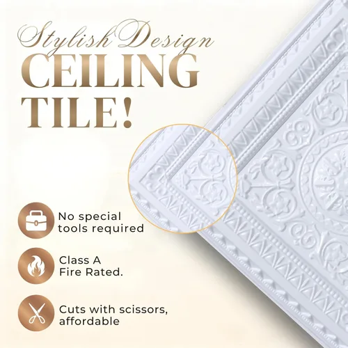 Miniatura 2 de From Plain To Beautiful In Hours 223 Economy - Azulejo de techo de PVC (cubiertas/200 pies cuadrados), blanco, 50