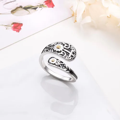 Miniatura 3 de Yearace Spoon Ring for Women 925 Sterling Silver Oxidized Spoon Ring Adjustable Ring Turquoise Spoon Ring Jewelry Gifts for Women
