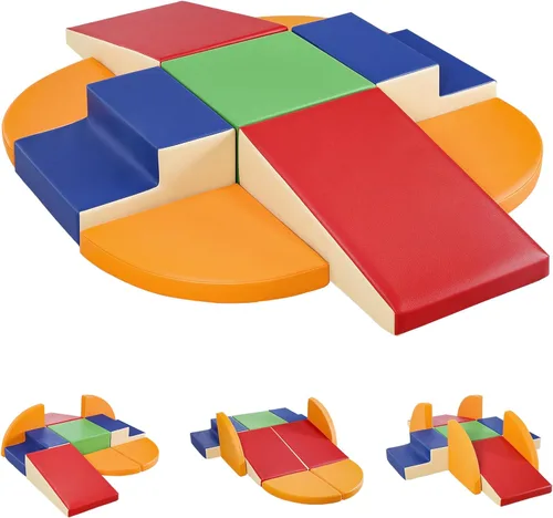 TODIBY Juego de 9 bloques de espuma para trepar: cuero PU suave - Bloques de actividad para gatear y trepar para bebés - Equipo de gimnasio para