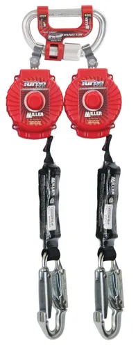 Miniatura 10 de Miller Honeywell Ademco Miller Twin Turbo - Sistema de protección contra caídas de 6 pies con conector G2 y ganchos de aluminio para barras