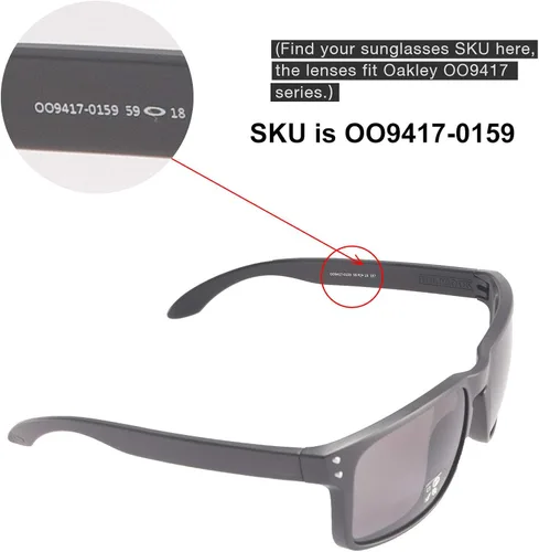 Miniatura 4 de Walleva Lentes de repuesto para Oakley Holbrook XL, múltiples opciones disponibles (revestimiento de espejo rojo fuego, polarizado)