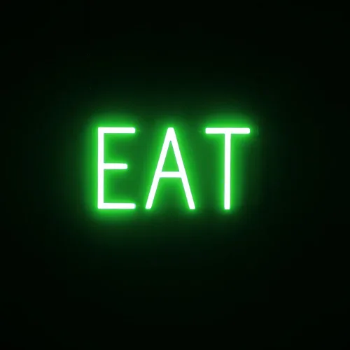 Miniatura 43 de SpellBrite Letrero EAT Letrero de neón para comer con luz LED azul, 13.1 x 6.3 pulgadas