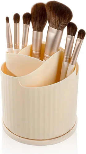 Anyoifax Organizador giratorio de 360 brochas de maquillaje con 5 ranuras para brochas de maquillaje, taza en forma de flor, soporte para bolígrafo
