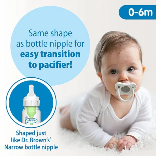 Miniatura 4 de Dr. Brown's Anti-Colic Options+ Biberones para bebé, estrechos, 8 onzas, paquete de 4 y HappyPaci 100% chupete de silicona de 0 a 19.7 ft, sin BPA