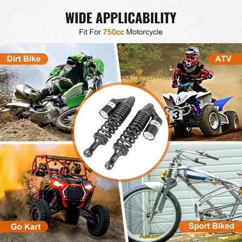 Miniatura 6 de Par de amortiguadores de aire para motocicleta de 340 mm, ajuste universal para la parte trasera, para HONDA, Suzuki, Yamaha, Kawasaki ATV Go Kart