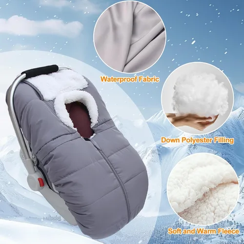 Miniatura 5 de Fairy Baby Funda de asiento de automóvil de invierno para asiento de bebé, impermeable, cálida, funda de asiento de automóvil para bebé, funda