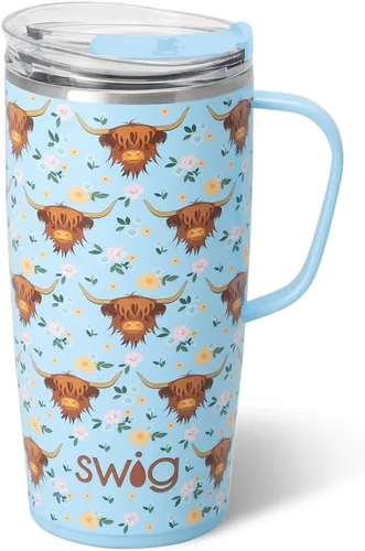 Miniatura 20 de Swig Life Taza de Viaje de 18 oz, Vaso Aislante con Asa y Tapa, Taza de Café de Viaje, Compatible con Portavasos, Acero Inoxidable, Vaso de 18 oz