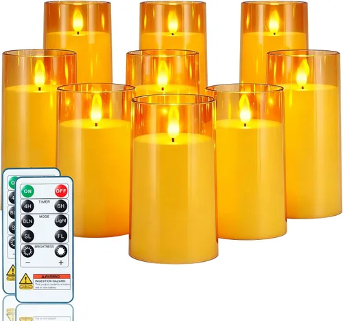 Miniatura 18 de Homemory Velas parpadeantes sin llama de color blanco puro, velas LED acrílicas con control remoto y temporizador, juego de 5