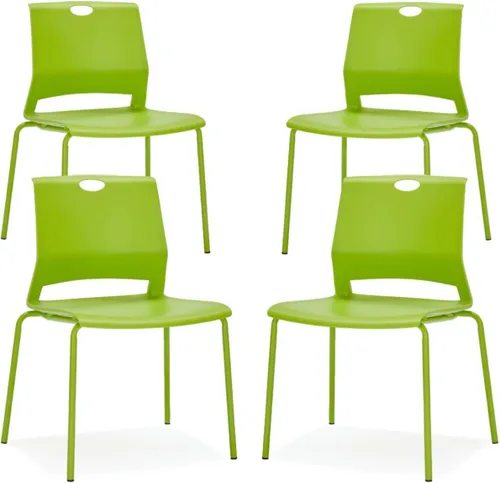 Miniatura 12 de Juego de 4 sillas apilables negras, modernas sillas de oficina para invitados, sillas de comedor apilables, silla de plástico para sala