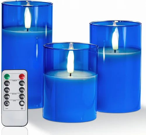 Miniatura 11 de Amagic Velas de cristal transparente sin llama que funcionan con pilas, temporizador, control remoto, velas LED de pilar, funcionan