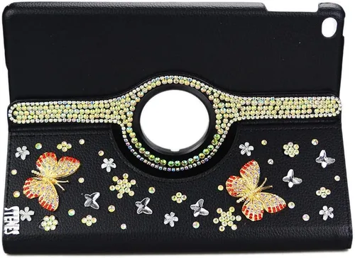 Miniatura 3 de Bling - Funda compatible con Samsung Galaxy Tab A7 10.4 (2022) - Elegante - 3D hecha a mano con mariposa de cristal giratoria de 360 grados