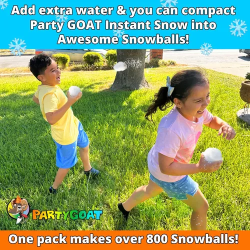 Miniatura 4 de PARTY GOAT Polvo de nieve falso a granel para uso en interiores y exteriores. 39oz Hace 15 galones de nieve instantánea para juego sensorial. Crea