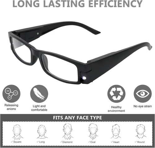 Miniatura 2 de Yogo Vision Reading Glasses with Light Bright LED Lighted Magnifier Nightime Reader Women Men Lighted Eye Glasses 2pk