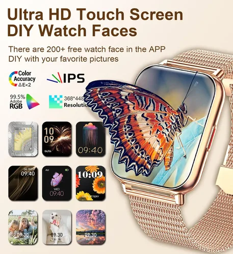 Miniatura 5 de Iaret Reloj inteligente (respuesta/hacer llamadas), relojes inteligentes para mujer, rastreador de actividad física con monitor de frecuencia