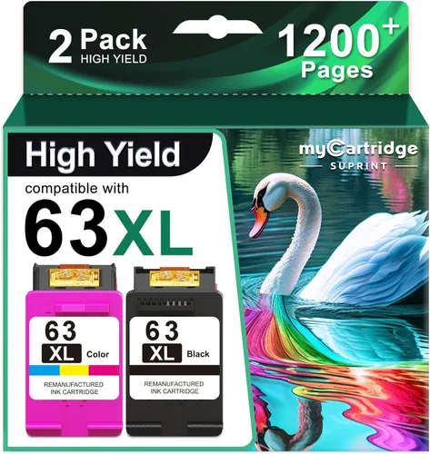 myCartridge SUPRINT 63XL - Cartuchos de tinta de repuesto para HP Ink 63 63XL, paquete combinado para HP Envy 4520 4512 OfficeJet 3830 5258 4650