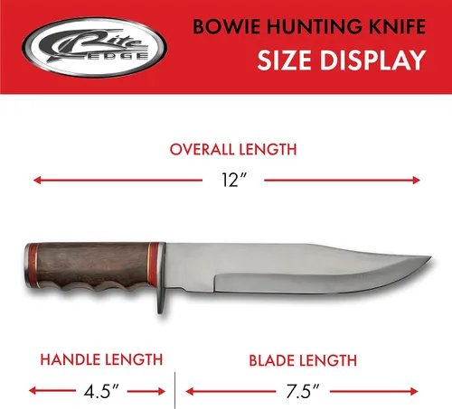 Miniatura 3 de SZCO Cuchillo de caza Full Tang de 12 pulgadas, cuchillos de campamento con hoja de acero inoxidable, mango de madera y funda, cuchillo