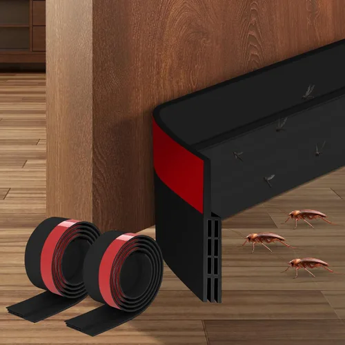 Ainiv Paquete de 2 Topes de Corriente de Aire para Puerta Sello Bajo la Puerta, 2" An x 39" Lar Cortable Sello de Puerta Insonorizado, Adhesivo Negro