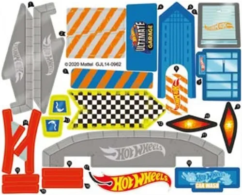Adhesivos de repuesto para Hot-Wheels City Ultimate Garage GJL14 - Juego de autos fundidos a presión ~ Hoja de etiquetas de repuesto