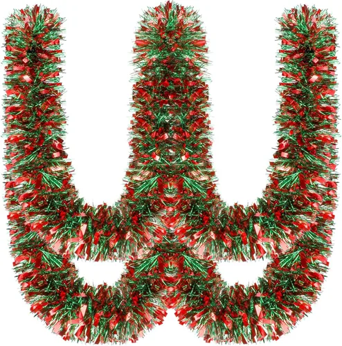 Miniatura 16 de Ceenna Guirnalda de oropel de Navidad de 150 pies, guirnalda metálica giratoria, brillante para colgar en el árbol de Navidad, suministros de Negro