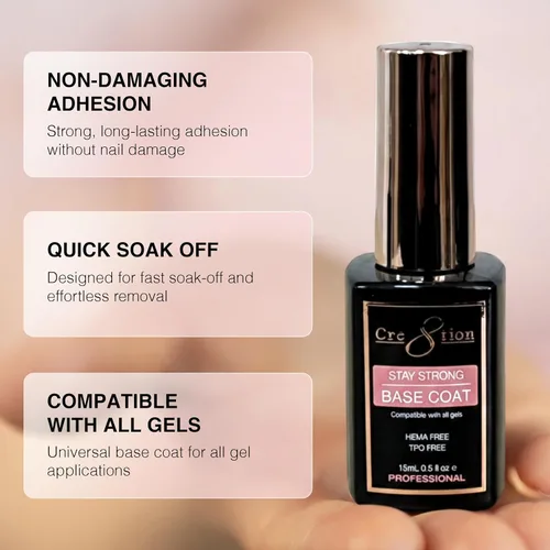 Miniatura 4 de Cre8tion Capa base de gel Soak Off, base de adhesión para esmalte de gel de larga duración, curación UV LED, libre de HEMA, libre de TPO, 0.3 onzas