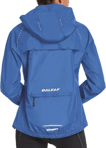 Miniatura 7 de Baleaf - Chaquetas impermeables para mujer, cortavientos reflectantes, plegables, ligeras, para correr, ciclismo, con capucha