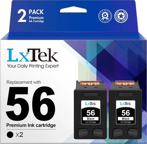 LxTek Cartucho de tinta remanufacturado de repuesto para tinta HP 56 para usar con impresora Deskjet 5850 5650 5150, Photosmart 7150 7260 7350 7960,