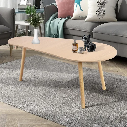 Miniatura 3 de Mesa de centro pequeña, mesa de té moderna de mediados de siglo para sala de estar, mesa de centro de exhibición minimalista, mesa de madera ovalada