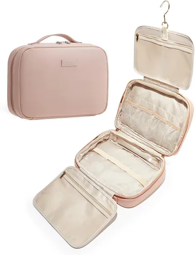 Miniatura 16 de EACHY Bolsa de Aseo Colgante de Viaje, Organizador de Maquillaje de Cuero PU con 4 Compartimentos Impermeable Tamaño Completo Artículos Esenciales