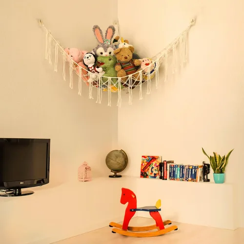 Miniatura 6 de Red de animales de peluche o hamaca con luz LED, red de hamaca de juguete de 59 pulgadas para animales de peluche, colgante en la esquina, soporte
