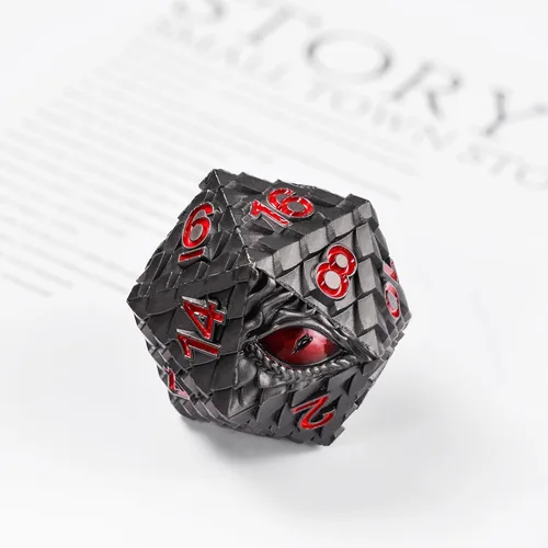 Miniatura 5 de 1 dado de metal D20 DND – Dados poliédricos gigantes metálicos de 20 caras, dados grandes de 1.378 in de ojo de dragón para juego de mesa