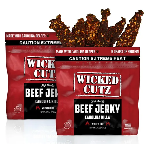 Miniatura 7 de Wicked Cutz BBQ Mesquite Beef Jerky, 21g de proteína por bolsa, alternativa tierna y fácil de masticar a los palitos de carne, bocadillos carnívoros
