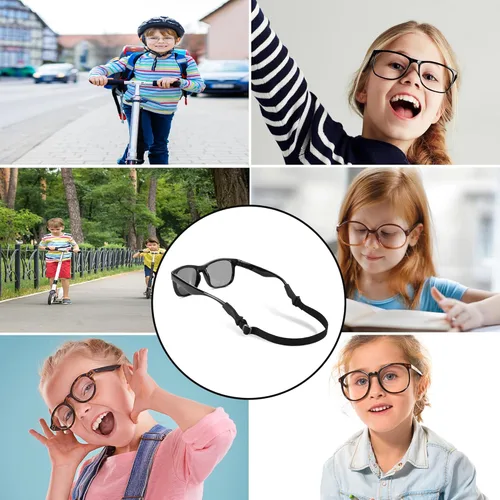 Miniatura 7 de lvvfit Correas de lentes para niños (6.5 a 10 pulgadas), correa ajustable para lentes de sol deportivas, correas de soporte para anteojos para niños