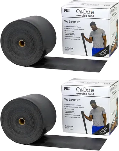 CanDo Banda de ejercicio, color negro, 100 yardas (paquete de 2)