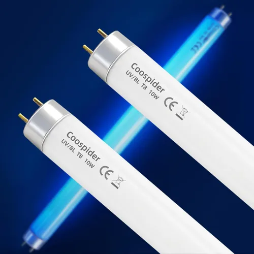 COOSPIDER Bombilla de repuesto T8 F10 U/V BL de 10 W, tubo recto fluorescente CFL para el hogar y la oficina, tubo de luz de 13 pulgadas para base