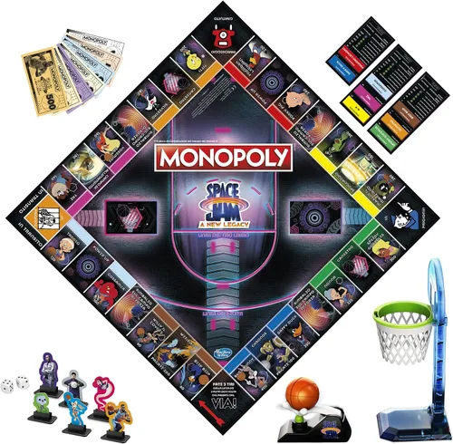 Miniatura 5 de Monopoly: Space Jam: A New Legacy Edition Juego de mesa familiar, juego Lebron James Space Jam 2, para niños de 8 años en adelante