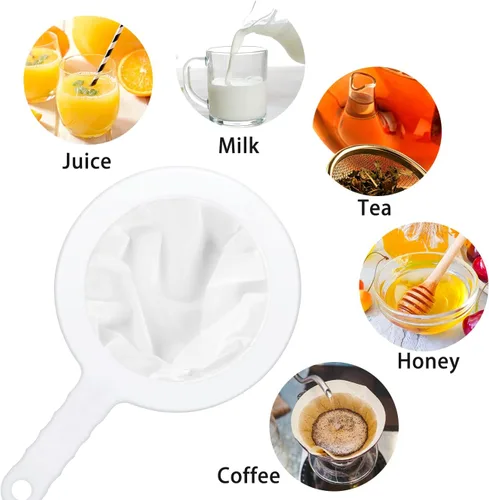 Miniatura 6 de WXJ13 Colador de malla de nailon ultrafino, malla de yogur de alimentos, colador de malla fina de plástico con mango para filtrar jugo, leche, soja