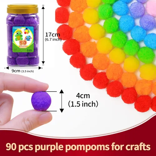 Miniatura 89 de Praisebank Pompones rojos, 90 unidades, 1.5 pulgadas, perfectos para artes y manualidades